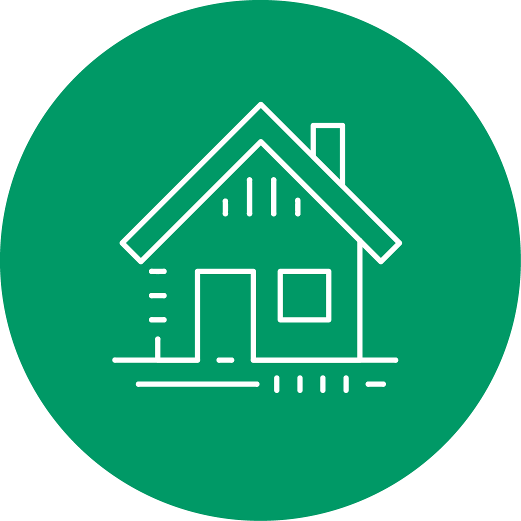 Icon eines Hauses als Symbol für die Möglichkeit, im Home Office oder mobil zu arbeiten.