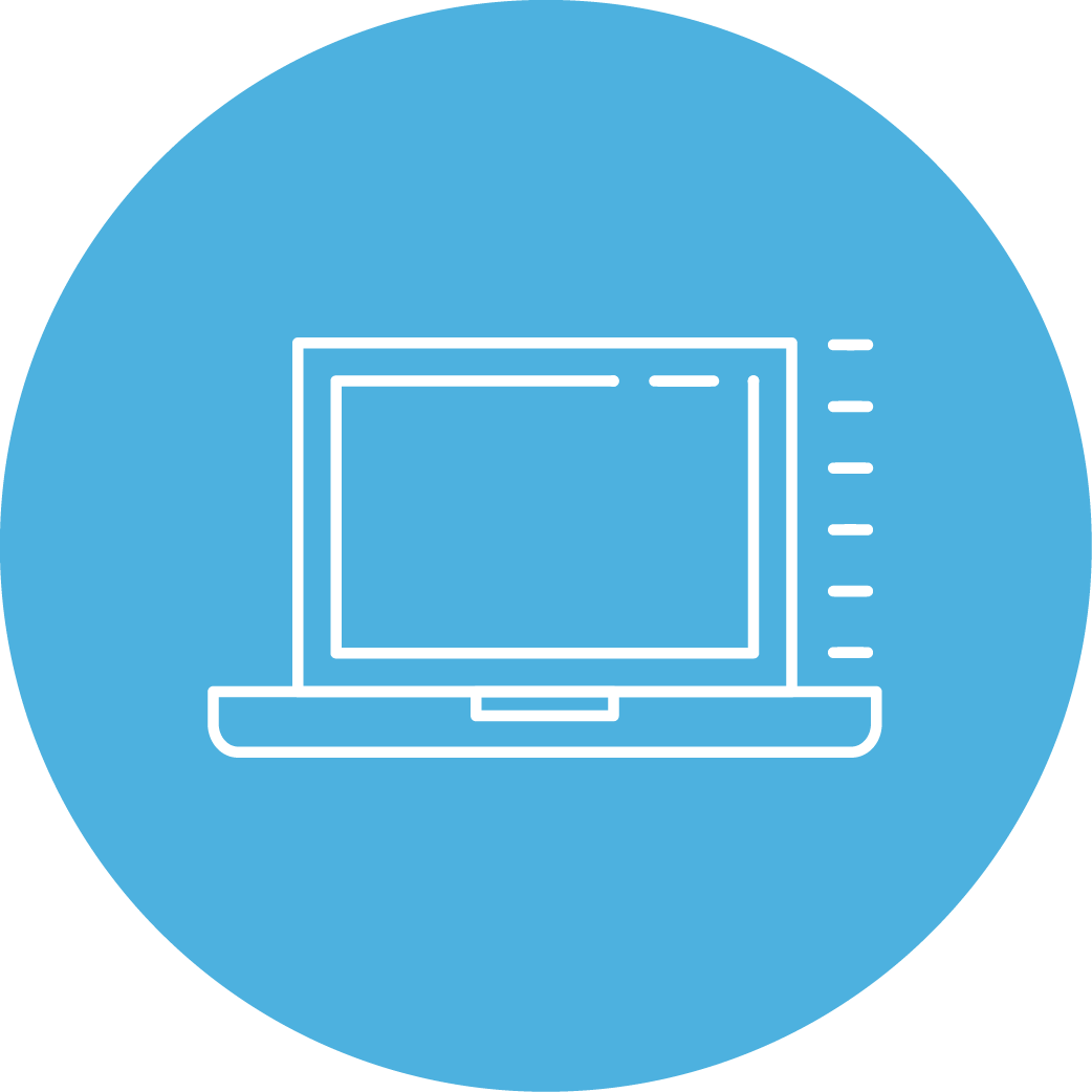 Icon eines Laptops als Symbol für die Bereitstellung moderner technischer Arbeitsausstattung wie Laptop und Handy.